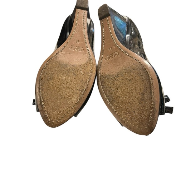 PRADA Calzature Donna Patent Leather Wedge Heels – Black, Size 6 (EU 36) - Picture 8 of 9